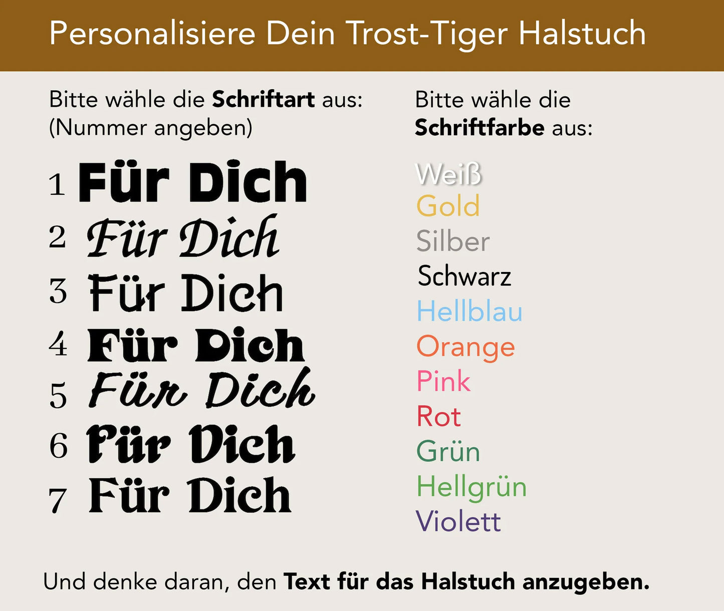 Personalisiertes Halstuch für den kleinen Trost-Tiger "Trostina"