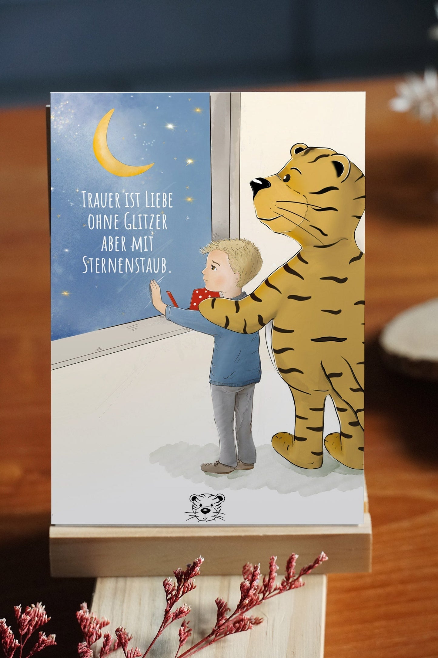 Trost-Tiger Kinderbuch-Paket mit personalisiertem Halstuch + Poster