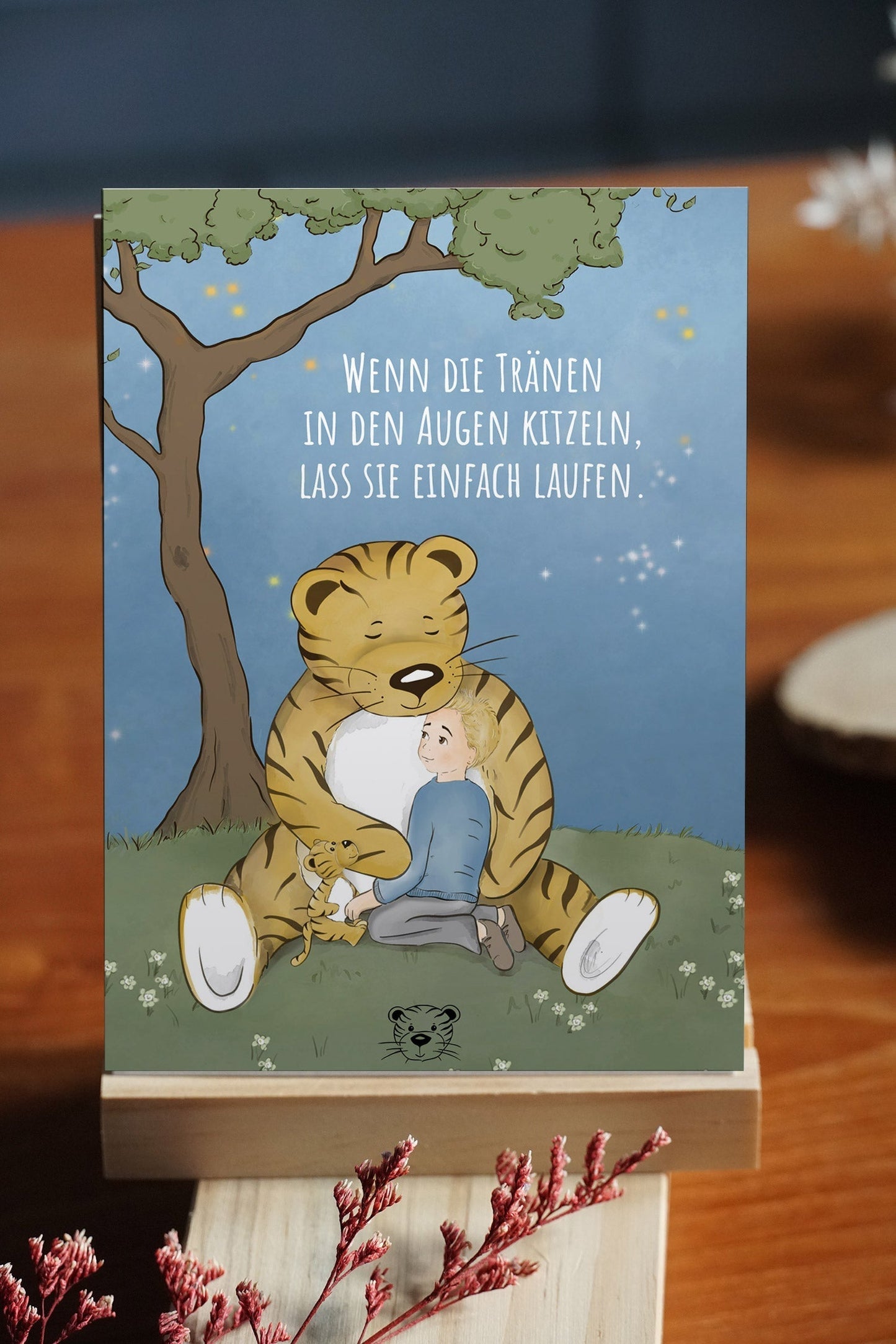 Trost-Tiger Kinderbuch-Paket mit personalisiertem Halstuch + Poster