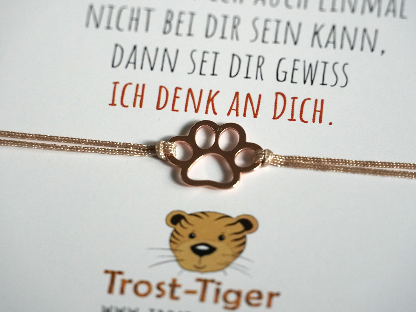 Armband mit Echtschmuck Anhänger "Tatze" und Postkarte