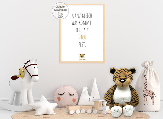 Digitaler Download Poster Trost-Tiger, Plakat Deko Kinderzimmer, Kunstdruck, Print, Sprüche Kinderbild